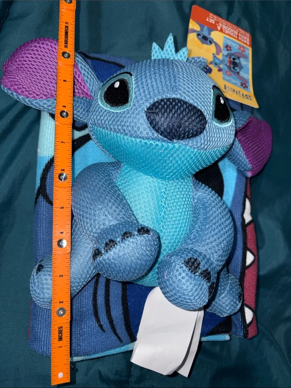 Disney Blue and Purple Stitch Plush Bath Towel and bath Buddy Set